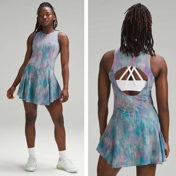 LULULEMON Everlux Short-Lined Tennis Tank Dress 6" Size 4 Pixel Diffuse Multi - Picture 1 of 11